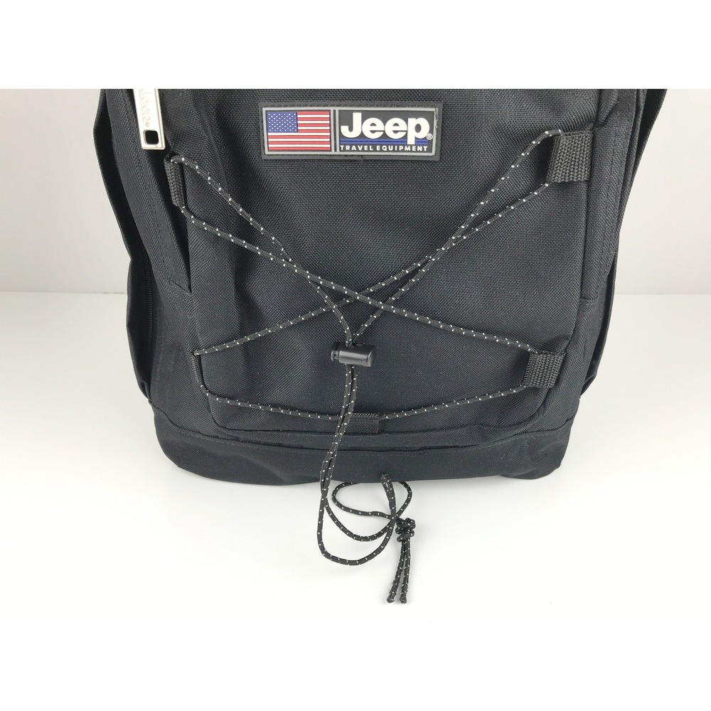 Jeep Travel Equipment Black Backpack Bag US Flag Patch Outdoor Adventure - Picture 3 of 15